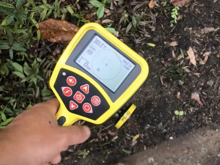 Electronic leak detection equipment used to trace an underground water leak